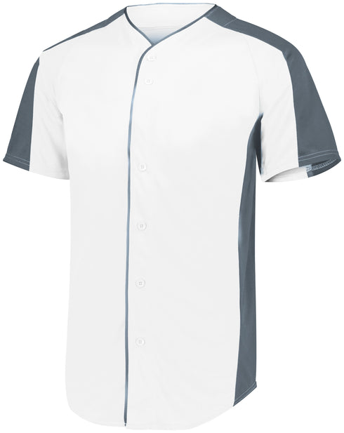 Augusta Sportswear Full-Button Baseball Jersey (1655), Color 'White/Graphite'